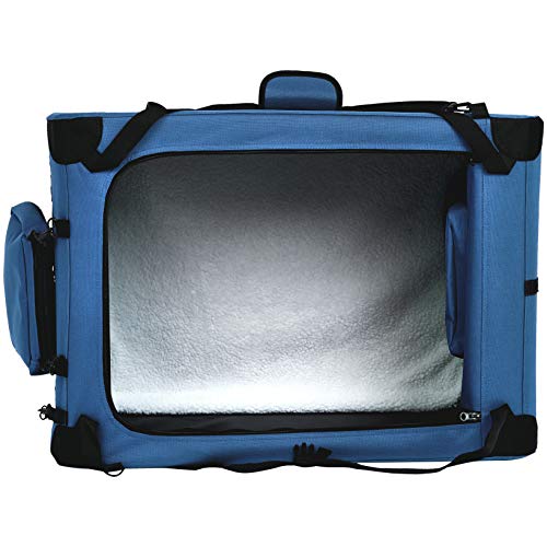 Amazon Basics – Transportín para mascotas abatible, transportable y suave de gran calidad, 76 cm, Azul