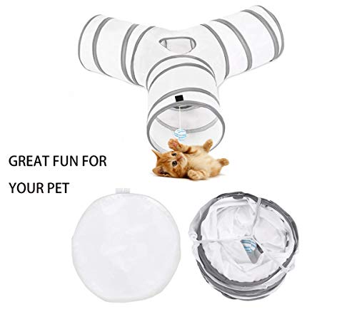 aokuy Túneles para Gatos,Túnel de Gato3 Vías Plegable Juguete del Gato/Divertido Juego Juguete Tubo/Túnel de Juguete con Pelota para Mascota Gatos Conejos Cachorro Uso Interior y Exterior