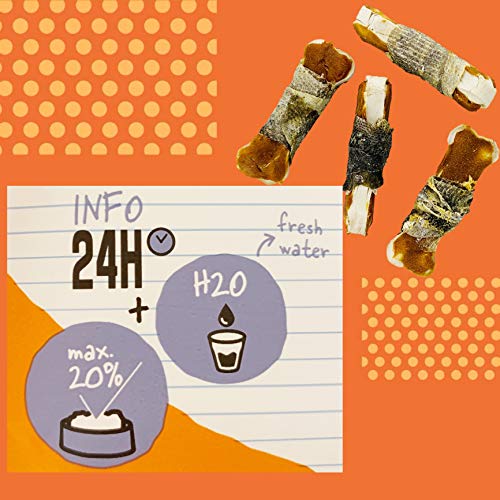 AVANZONA Golosinas para Perros, Snacks para Perros Naturales, Dental de Combinación de Hueso de Ternera, Carne de Pato y Piel seco de Bacalao Pescado, Rico en Omega -3, Sin celeares. 180G.