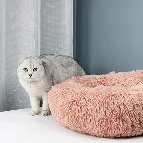 Bedler Cama de Felpa Redonda Suave para Mascotas Gato de Cama Suave Cama de Gato para Gatos Pequeños Perros Cama Redonda para Mascotas