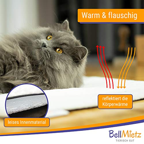 BellMietz® Manta autocalentable para gatos [hecha a mano en Europa] – 45 x 60 cm grande manta con calefacción, acogedora y suave Eco Sherpa manta eléctrica para gatos y perros