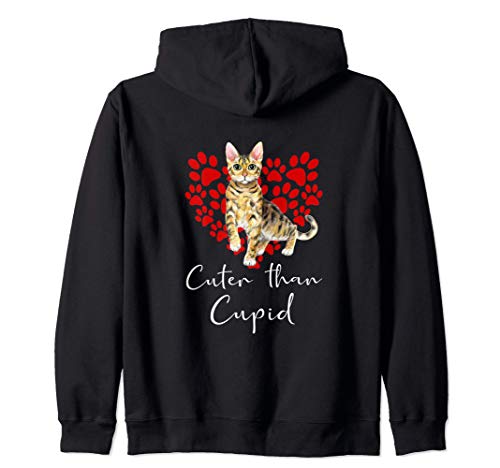 Bengalí Cuter Than Cupip Gato Día San Valentín Sudadera con Capucha