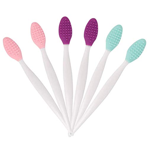 BETOY 6 pcs cepillos de Dientes para Perro y Gatos, de Silicona Suave de Doble Cara, con Mango Largo Curvado, para Cachorros, Perros pequeños, medianos, Gatos y la mayoría de Mascotas
