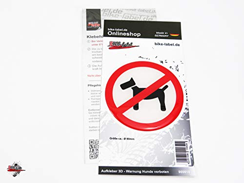 BIKE-label 900010-VA - Pegatina 3D para prohibición de perros y perros (90 x 90 mm)