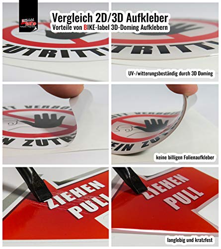 BIKE-label 900010-VA - Pegatina 3D para prohibición de perros y perros (90 x 90 mm)