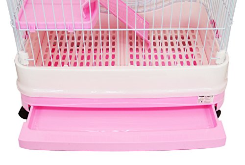 BPS Jaula para Visón Hurón Conejo Gato Roedores Pequeños Mascotas Tamaño M/L (L 97 x 67 x 48 cm, Rosado) BPS-1368RS
