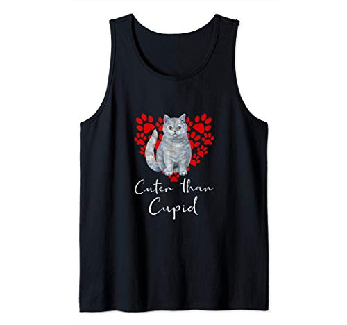BRITISH SHORTHAIR Cuter Than Cupip Gato Día San Valentín Camiseta sin Mangas