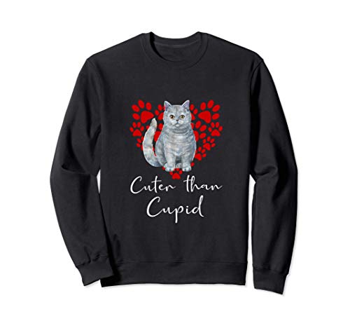 BRITISH SHORTHAIR Cuter Than Cupip Gato Día San Valentín Sudadera