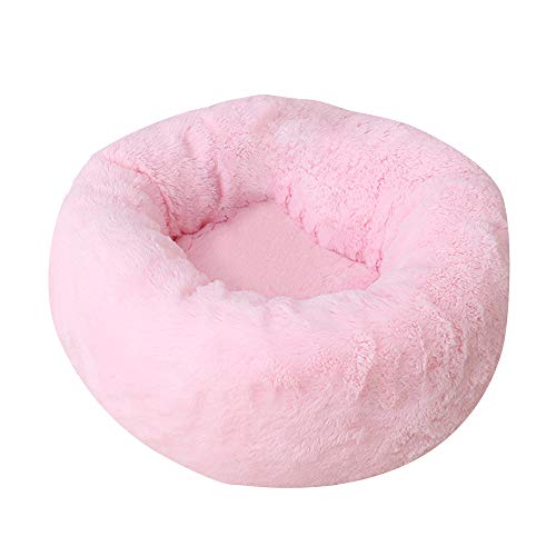 BVAGSS Cama para Mascotas Relajante Cama Redonda Nido Cálido para Gatos y Perros Pequeños XH029 (S, Pink)