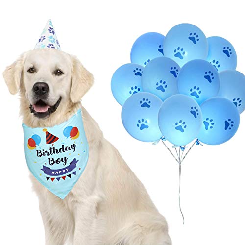 Camidy Perro Cumpleaños Bandana Hat Happy Birthday Boy Girl Print Babero Bufanda Y Sombrero Pet Fashion Birthday Outfits for Dog Cat