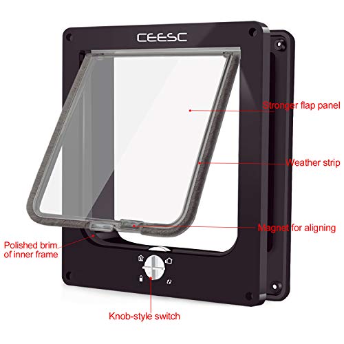 CEESC Puertas para gatos, puerta magnética para mascotas con cerradura giratoria de 4 vías para gatos, gatitos y gatitos, versión actualizada