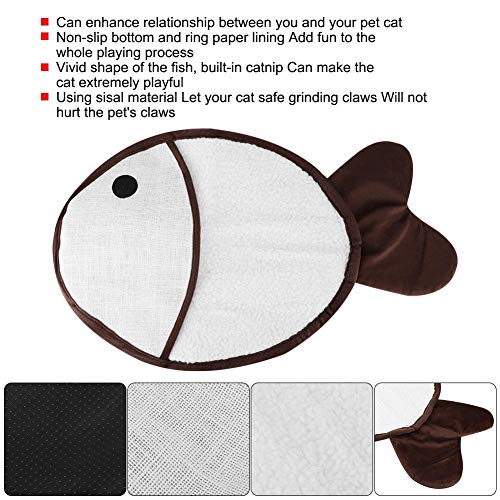 Cinnyi Alfombrilla de rascar de Gato de sisal de Dibujos Animados, Almohadilla de Juego de rascar de Entrenamiento Natural de Gato con Forma de pez Alfombra de rascador de Gatito Seguro