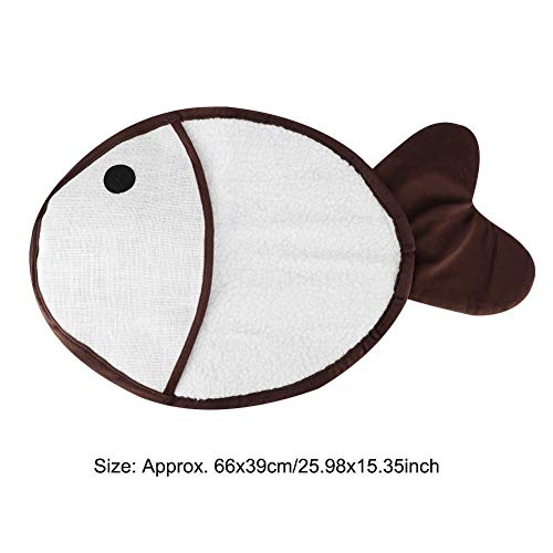 Cinnyi Alfombrilla de rascar de Gato de sisal de Dibujos Animados, Almohadilla de Juego de rascar de Entrenamiento Natural de Gato con Forma de pez Alfombra de rascador de Gatito Seguro