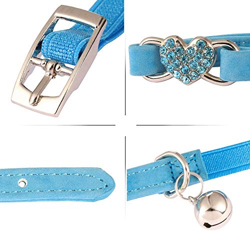 Collar de Gato con Campana y Colgante de Corazón de Cristal Brillante