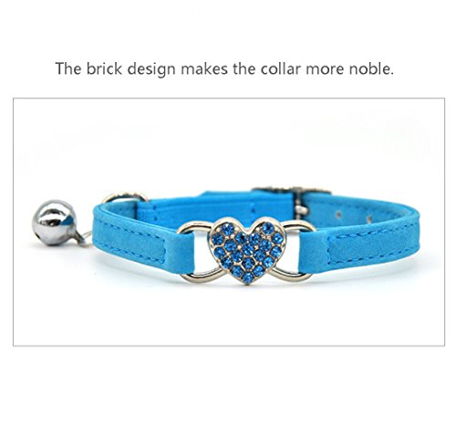 Collar de Gato con Campana y Colgante de Corazón de Cristal Brillante