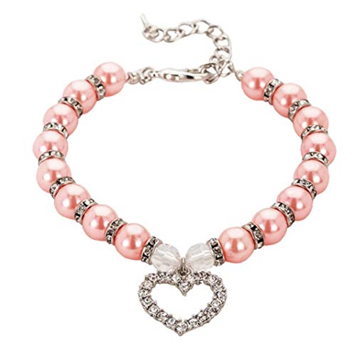 Collar del Gato Perlas Collar De Perro Joyería Bling Accesorios De Cinta Colgante del Encanto del Perrito del Animal Doméstico para La Hembra Talla S
