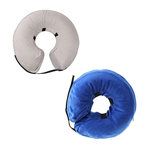 Collar inflable protector de perro gato cono de recuperación de felpa suave para mascotas anti mordedura decoración del hogar (color: azul, tamaño: S)