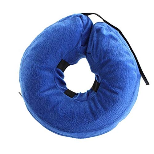 Collar inflable protector de perro gato cono de recuperación de felpa suave para mascotas anti mordedura decoración del hogar (color: azul, tamaño: S)