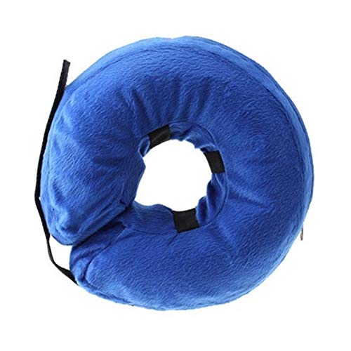 Collar inflable protector de perro gato cono de recuperación de felpa suave para mascotas anti mordedura decoración del hogar (color: azul, tamaño: S)