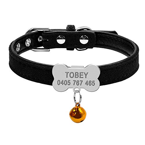 Collar suave para perros y gatos con campana Collar de seguridad personalizado con nombre de gato y juego de etiquetas Accesorios para perros y gatos Collares para cachorros pequeños para mascotas-G_S