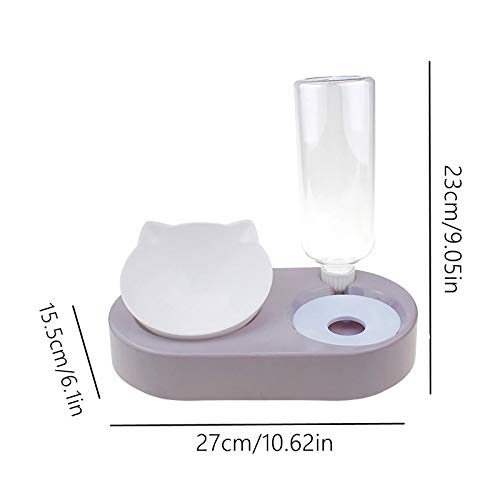 Comedero automático para perros y gatos, 2 en 1, dispensador de agua, dispensador de comida para comida seca, plástico robusto, base antideslizante (color gris)