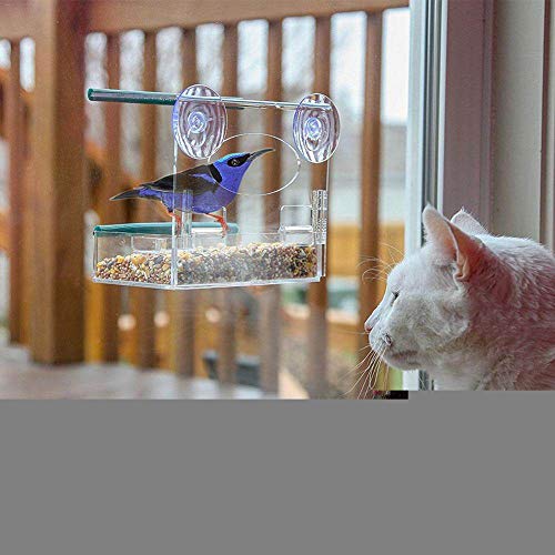 Comederos Para Aves,Ventosas De Cristal Acrílico Estaciones De Alimentación De Jardín,Pearl Parrot Utensilios Recipiente Dispensador De Alimentos Para Mascotas,Balcón Exterior Suministros Accesor