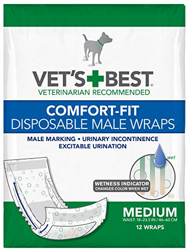 Comfort Fit Disposable Male Dog Diapers | Envolturas masculinas absorbentes con ajuste a prueba de fugas | Medio 12Pk