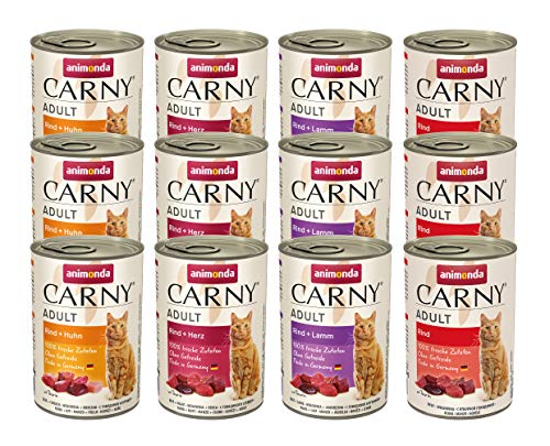 Comida para gatos animonda Carny Adult, comida húmeda para gatos adultos, pack mixto 1, 12 x 400 g
