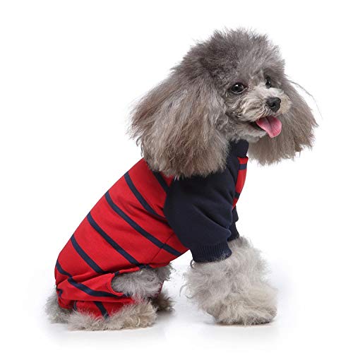 Datouya Ropa de Perro Ropa de hogar Ropa de algodón Ropa de hogar Pijamas de Cuatro Patas roja Ropa cómoda para Perros (Color : Red, Size : X-Large)