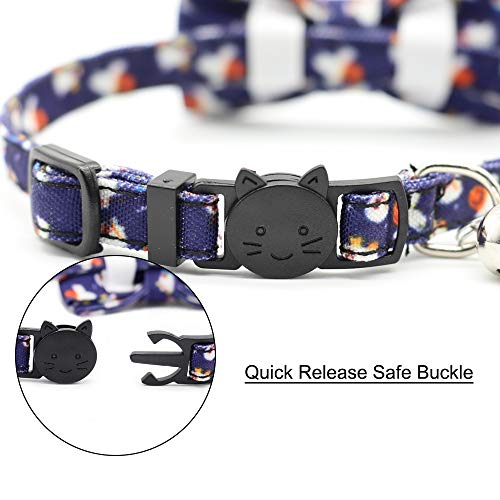 Derbway Collares para Gatos de Liberación Rápida, 2PCS Cuello de Seguridad Ajustable Linda Pajarita con Campana para Mascota, Gatito, Cachorro
