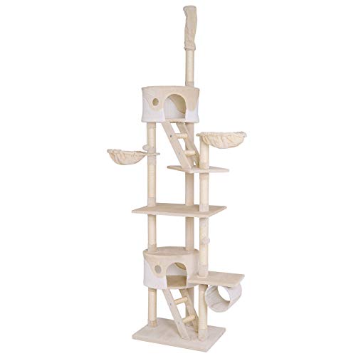 dibea Árbol rascador árbol para escalar árbol rascador para gatos Altura ajustable 230-250 cm beige/blanco