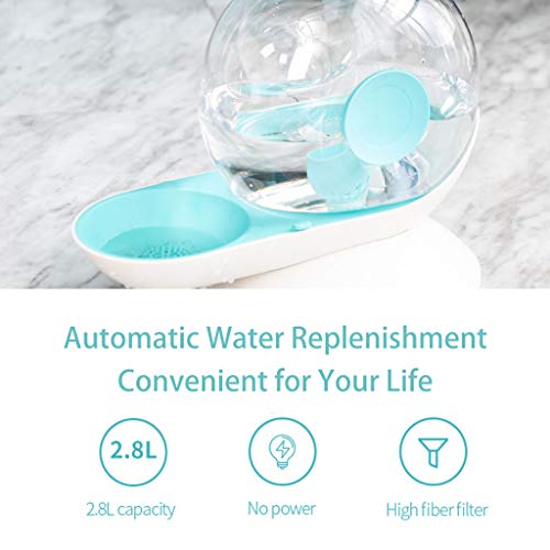 Dispensador de agua para perros, bebedero por gravedad del gato Forma de caracol Fuente automática de agua para gatos Dispensador de tazón de agua para perros - Nivel de agua fácil de ver- 2.8L