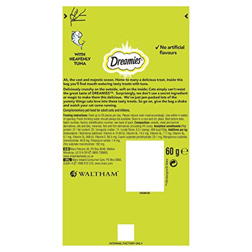 Dreamies -Golosinas para gatos, sabor: Tonno, 60 g (Pack of 8)