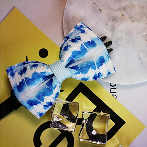 DULING Toalla para Boca de Perro,Collar de Pajarita de Gato,Adecuado para: Babero de Pajarita de Perro pequeño para Mascotas,Mancha de Tinta Azul,M