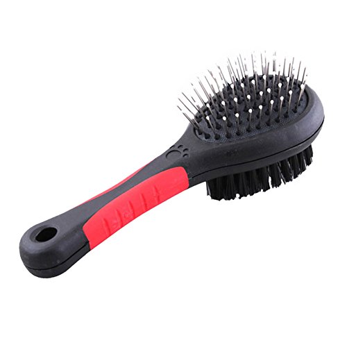 Dxlta 1 Piezas de plástico Doble Cara Perro de Mascota Gato Peine Cepillo de Pelo Mango Cepillos de Masaje Multifunción Pet Grooming Tools