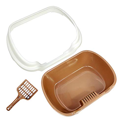DZL Gatos Aseo Arenero Abierto para Mascotas Gatos 40 * 30 * 11.5cm Bandeja Sanitaria Plástica con Pala Bandeja Arena para Gatos Aseo Mascotas (Azul Cielo)