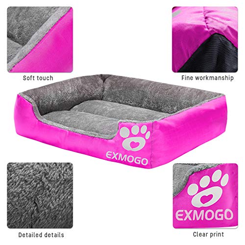 EXMOGO Cama para Perros Cama para Gatos, Suaves y cómodas Camas para Mascotas con algodón PP, Adecuada para Mascotas pequeñas, Medianas y Grandes S: 42x32x12cm (16.5"x12.5 x4.7), Rosa