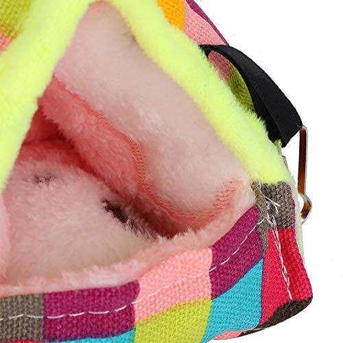 Fdit Pequeño Animal Mascota Nido Cama Colgante hámster Hamaca pájaros casa Colgante Descanso para Sugar Glider Erizo Conejillo de Indias(S-Cuadros Rojos)