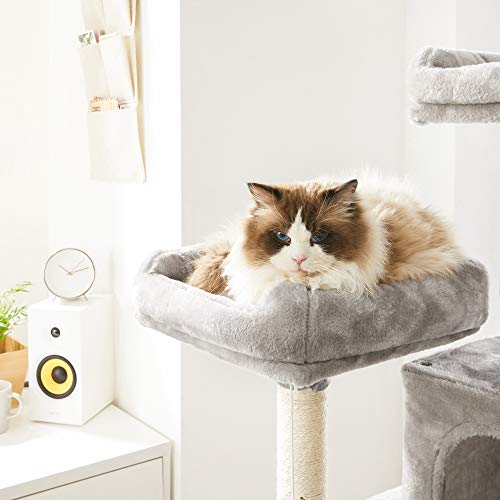 FEANDREA Árbol de Gatos con Pompones, Torre de Gatos 150 cm, Gris Claro PCT85W