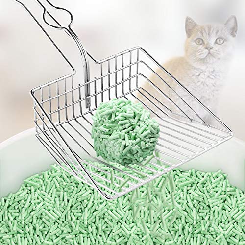 Felenny Cuchara de Arena para Gatos Cuchara de Hierro Premium para Mascotas con Mango Largo Antiadherente Caja de Arena Hueca de Metal Adecuada para Gatos Siameses Calicó Maine Coon