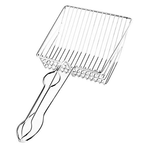 Felenny Cuchara de Arena para Gatos Cuchara de Hierro Premium para Mascotas con Mango Largo Antiadherente Caja de Arena Hueca de Metal Adecuada para Gatos Siameses Calicó Maine Coon