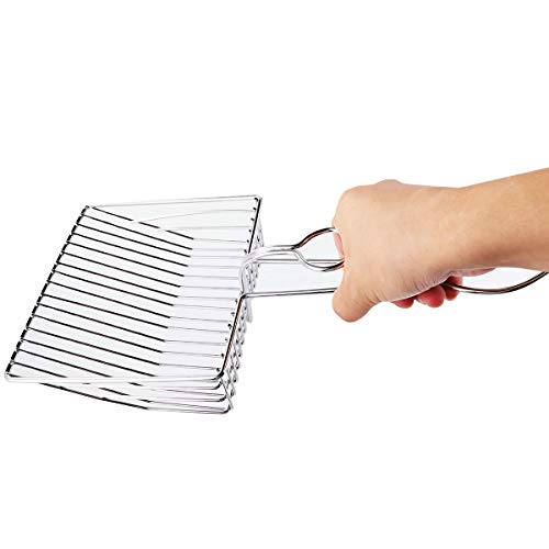 Felenny Cuchara de Arena para Gatos Cuchara de Hierro Premium para Mascotas con Mango Largo Antiadherente Caja de Arena Hueca de Metal Adecuada para Gatos Siameses Calicó Maine Coon