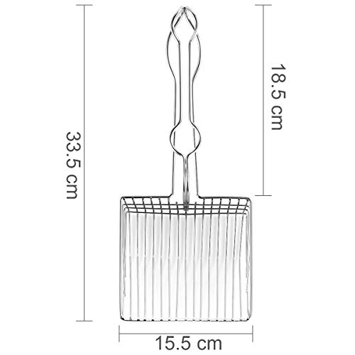 Felenny Cuchara de Arena para Gatos Cuchara de Hierro Premium para Mascotas con Mango Largo Antiadherente Caja de Arena Hueca de Metal Adecuada para Gatos Siameses Calicó Maine Coon