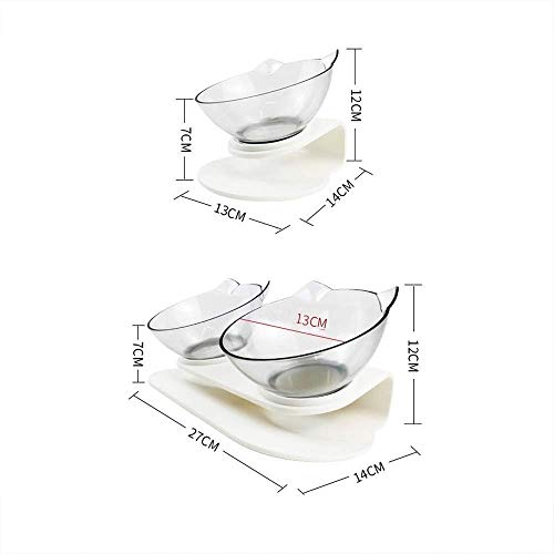 FGH QPLKKMOI Transparente Material de Doble Comedero, Comer Ajustable ángulo Gato Pot Pet Fashion
