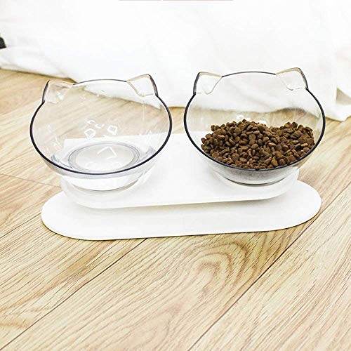 FGH QPLKKMOI Transparente Material de Doble Comedero, Comer Ajustable ángulo Gato Pot Pet Fashion