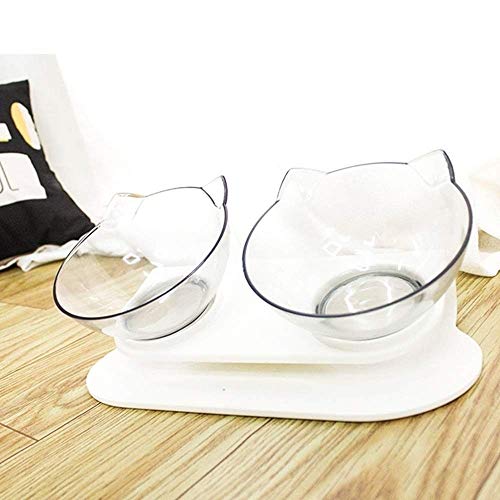FGH QPLKKMOI Transparente Material de Doble Comedero, Comer Ajustable ángulo Gato Pot Pet Fashion