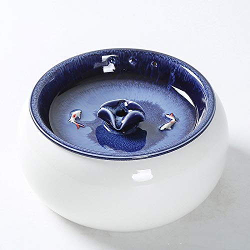 Fuente de agua potable eléctrica de cerámica para gatos para gatos, perros, cuenco para beber, dispensador automático de fuente de agua para gatos, cuenco para mascotas de 1,5 l, ultra silencioso
