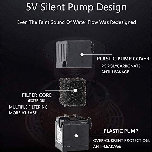 Fuente de agua potable eléctrica de cerámica para gatos para gatos, perros, cuenco para beber, dispensador automático de fuente de agua para gatos, cuenco para mascotas de 1,5 l, ultra silencioso