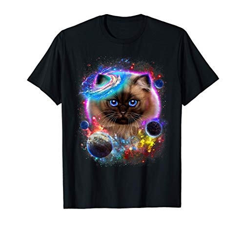 Gato siamés en el espacio exterior y la galaxia Camiseta