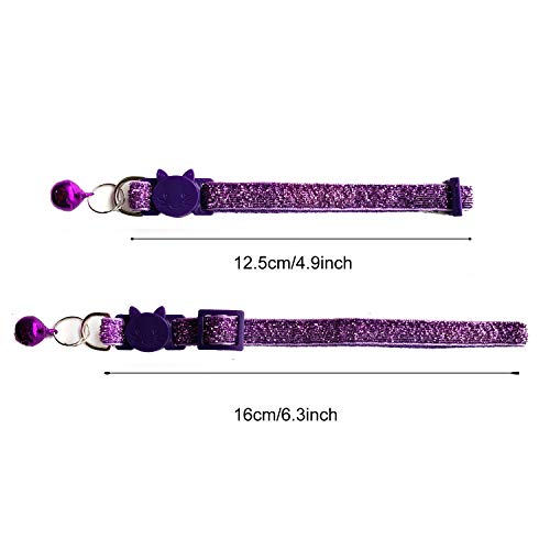 Gatos Collares, PietyPet 6 Piezas Glitter Collares con Campana liberación rápida y 6 Piezas Tubo de identificación para Gato y Perro Pequeño mascotas